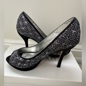 Dressy sliver and black pumps!